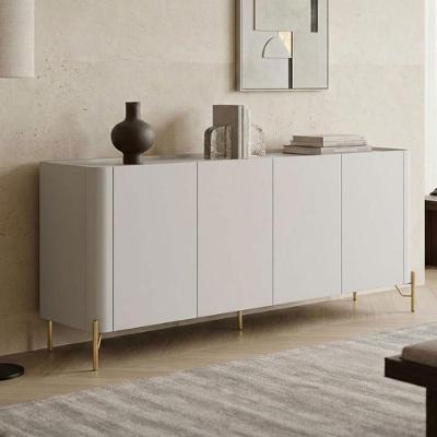 Balcão Buffet Luna Moderno 4 Portas MDF 180CM Amarelo com Bronze e Dourado Casa Lar Shop