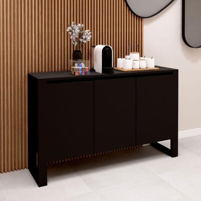Aparador Balcão para Escritório 3 Portas MDP e Metal 136CM Preto F5 Office