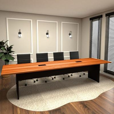 Mesa de Reunião Retangular F5 Office MDF 320CM Freijó com Preto