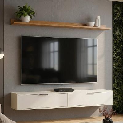 Rack para TV 75" 180CM MDP com Portas Basculantes Off White Mpozenato