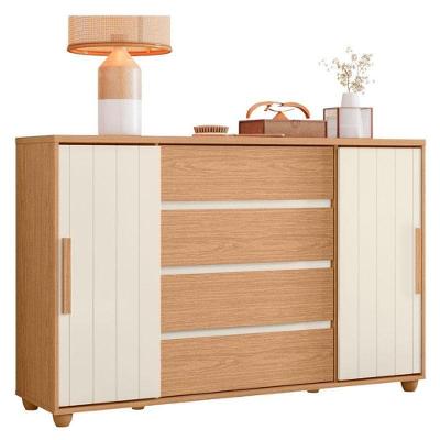 Cômoda Evidenza 4 Gavetas MDP Puxadores MDF Freijo Off White Albatroz Móveis