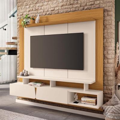 Painel para Tv Sideral B01 60 Pol 160cm Mdf Mdp Off White Cinamomo Lyam Decor