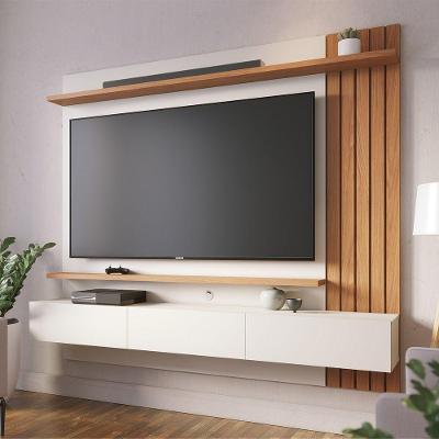 Painel para TV Juriti 70" 180CM MDP com Portas Basculantes Off White Freijó