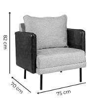 Kit Namoradeira E 02 Poltronas Orion Via Encanto Linho Cinza/Courano Marrom - 3