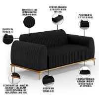 Kit Sofá 2 Lugares 150Cm E Poltrona Molino Chumbo D-465 - 9