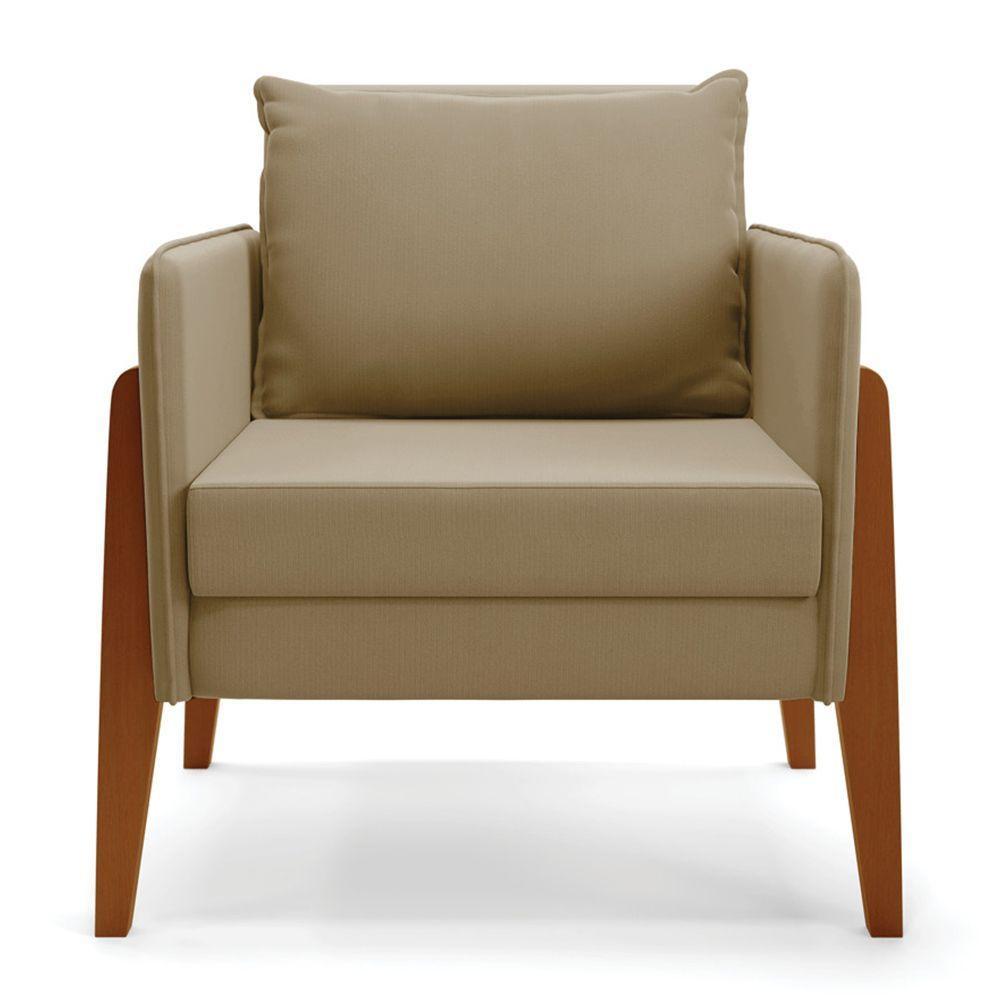 Kit 1 Sofá Namoradeira E 1 Poltrona Lana Suede Base De Madeira - D'rossi Cor Marrom Rato - 6