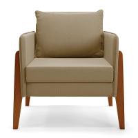 Kit 1 Sofá Namoradeira E 1 Poltrona Lana Suede Base De Madeira - D'rossi Cor Marrom Rato - 11