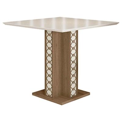 Mesa De Jantar 90cm ísis Com Vidro Carvalho Off White - Poliman