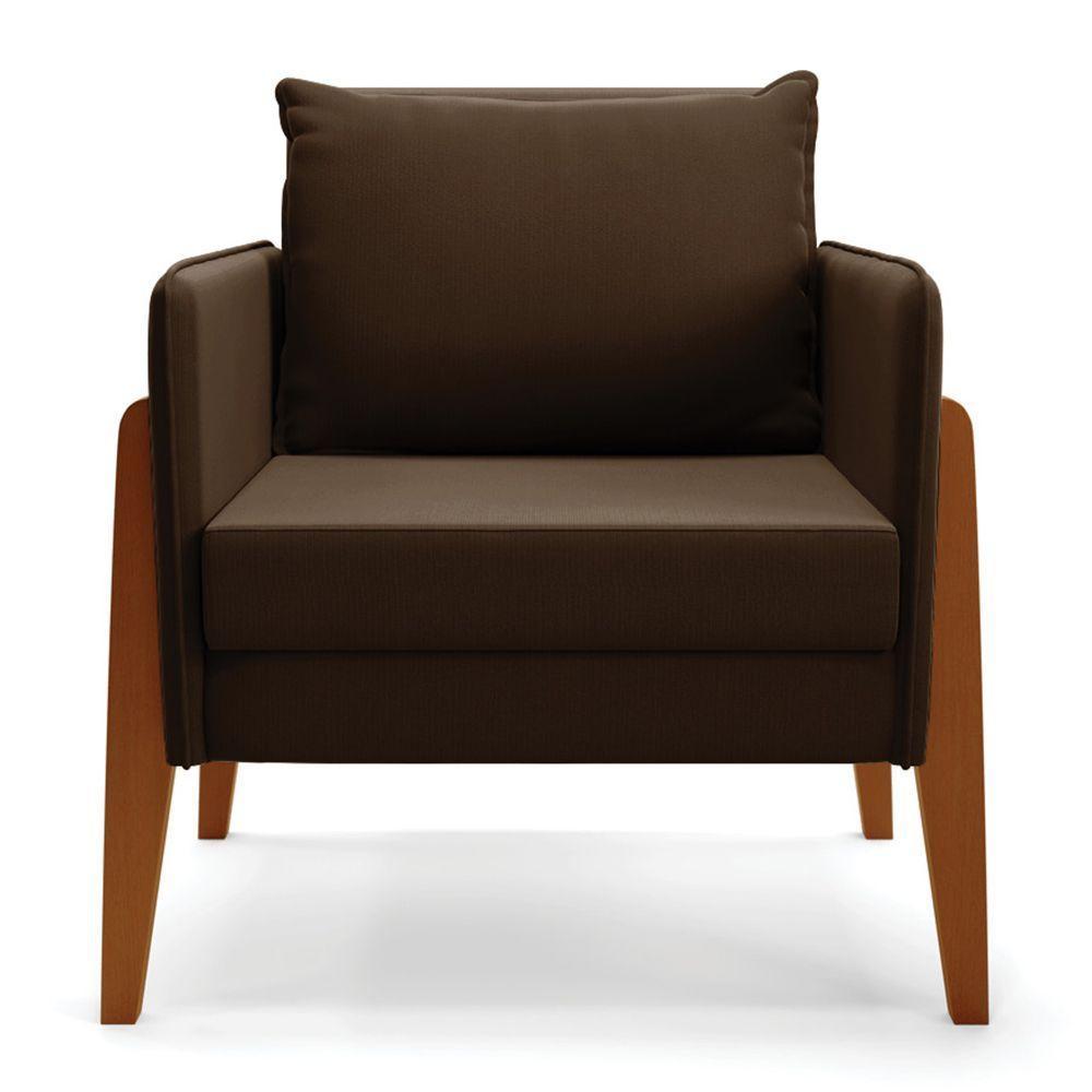 Kit 1 Sofá Namoradeira E 1 Poltrona Lana Suede Base De Madeira - D'rossi Cor Marrom - 6