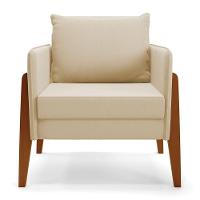 Kit 1 Sofá Namoradeira E 1 Poltrona Lana Suede Base De Madeira - D'rossi Cor Bege - 6