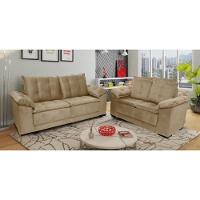 Conjunto De Sofá Napoles 2 E 3 Lugares Veludo Jw Bege - 1