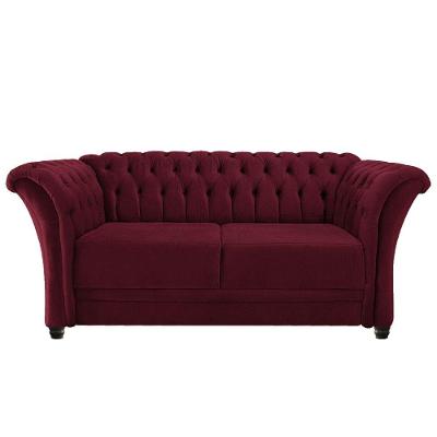 Namoradeira Chesterfield Sofia Suede Bordô