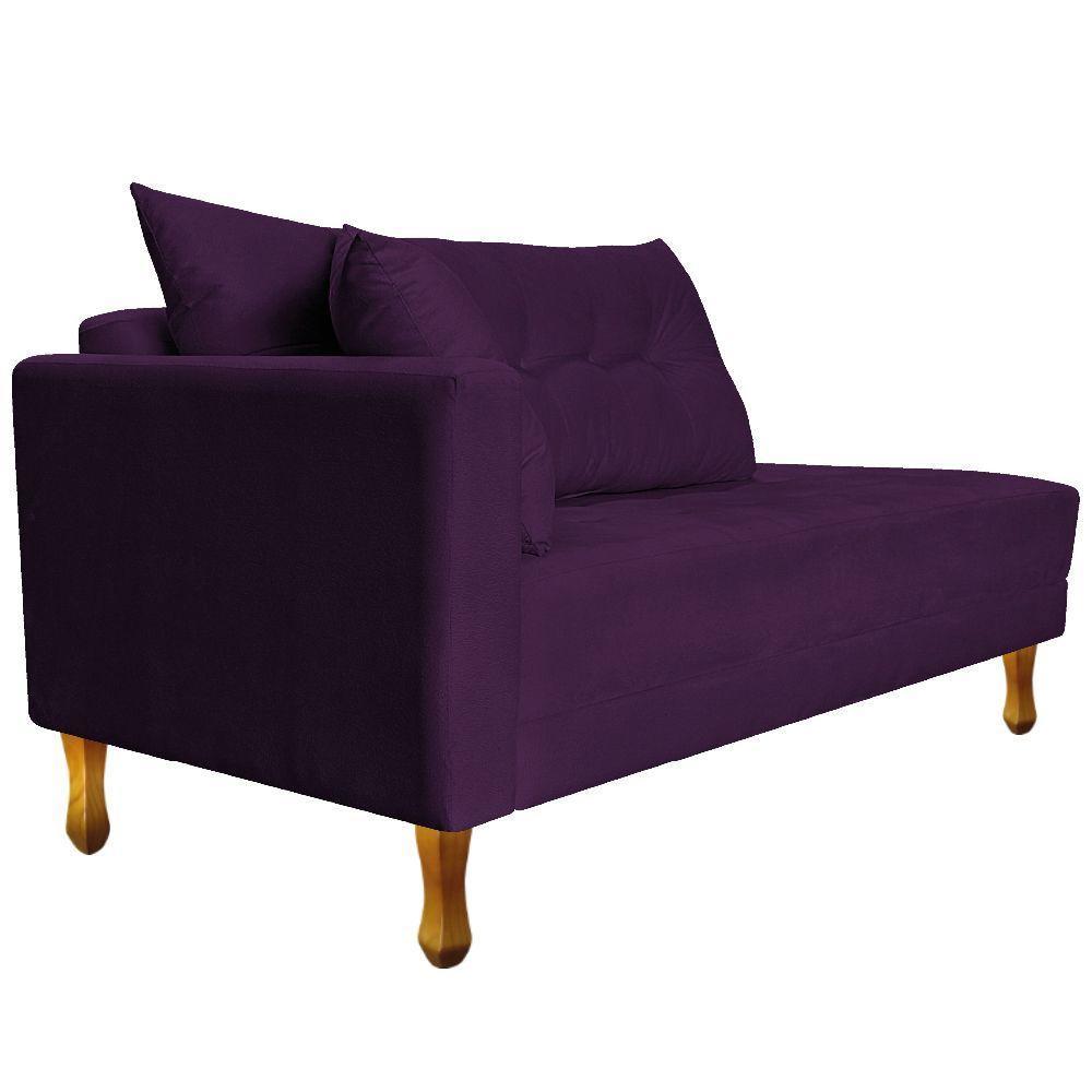 Recamier Azura 140cm Com Almofada Lado Direito Suede Cor Roxo - 6