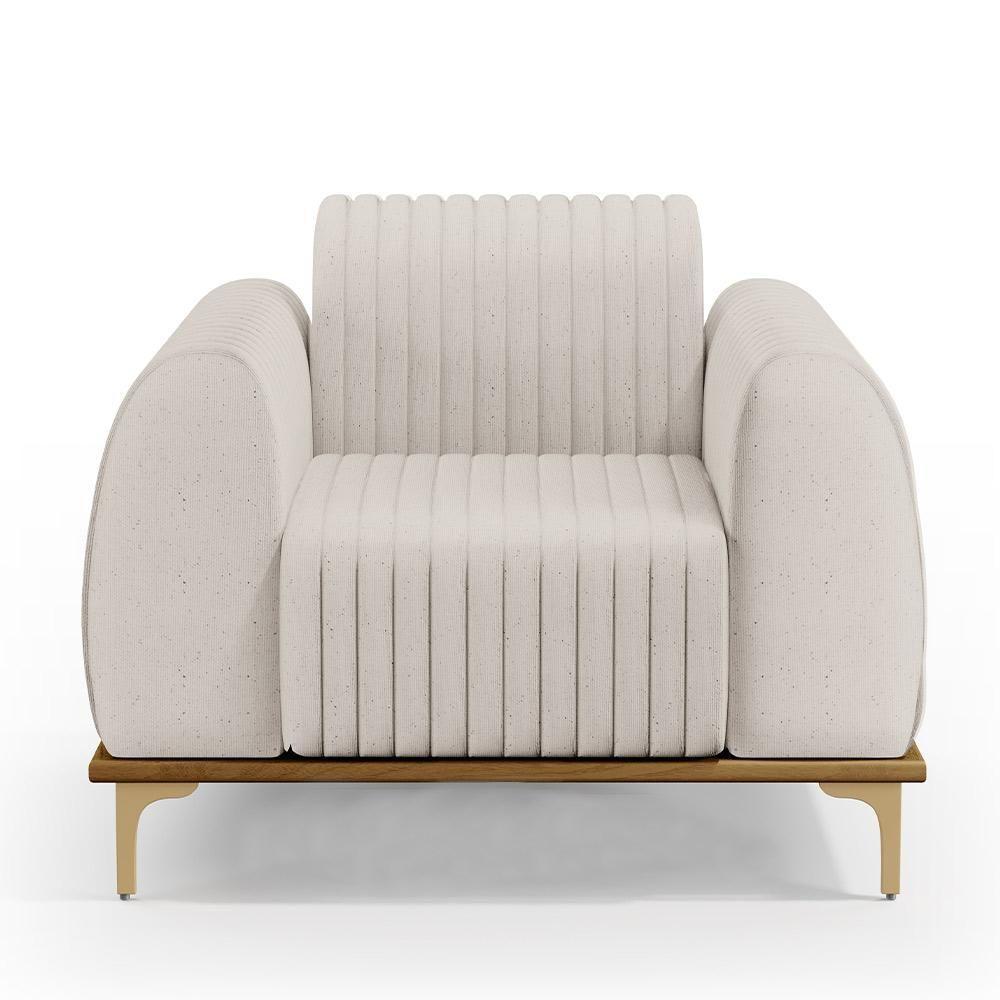 Kit Sofá 3 Lugares 180Cm Com 2 Poltronas Molino Cru C-443 - 6