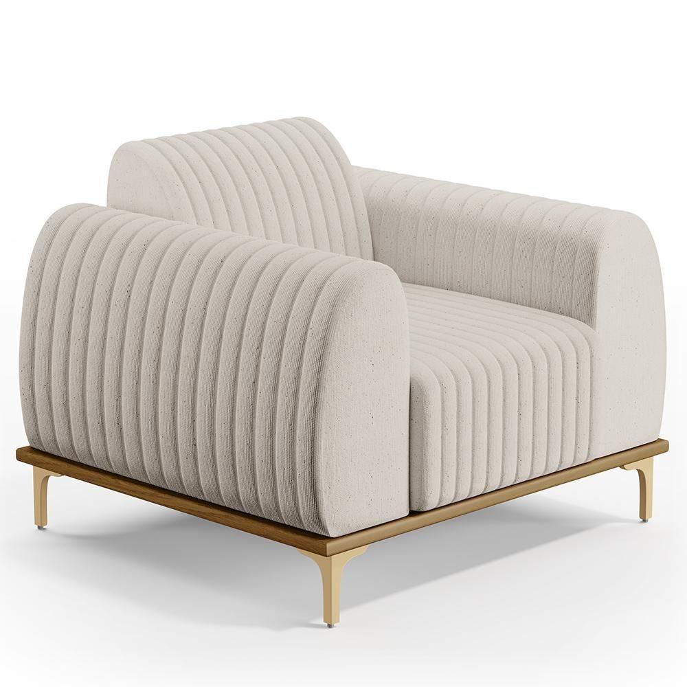 Kit Sofá 3 Lugares 180Cm Com 2 Poltronas Molino Cru C-443 - 10