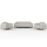 Kit Sofá 3 Lugares 180Cm Com 2 Poltronas Molino Cru C-443 - 1