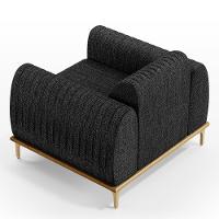 Kit Sofá 3 Lugares 180Cm Com 2 Poltronas Molino Chumbo D-465 - 3