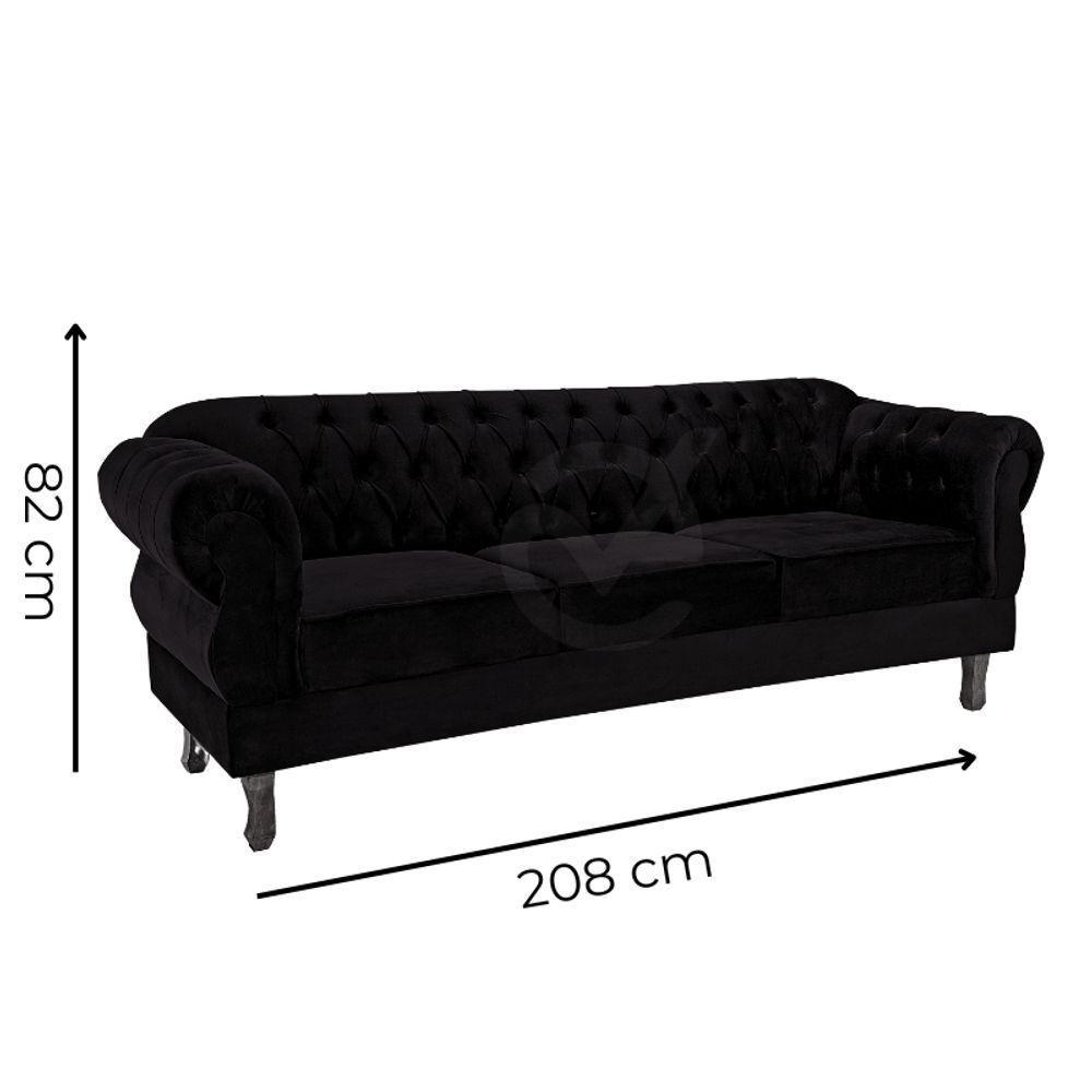 Namoradeira Chesterfield Elisabeth 3 Lugares Via Encanto Veludo Uva - 2