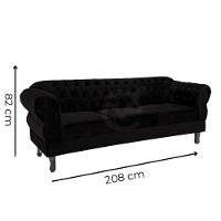 Namoradeira Chesterfield Elisabeth 3 Lugares Via Encanto Veludo Uva - 2
