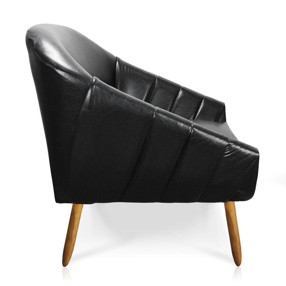 Namoradeira Giovana 02 Lugares Corano Preto Pés Palito Castanho - 4