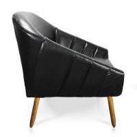 Namoradeira Giovana 02 Lugares Corano Preto Pés Palito Castanho