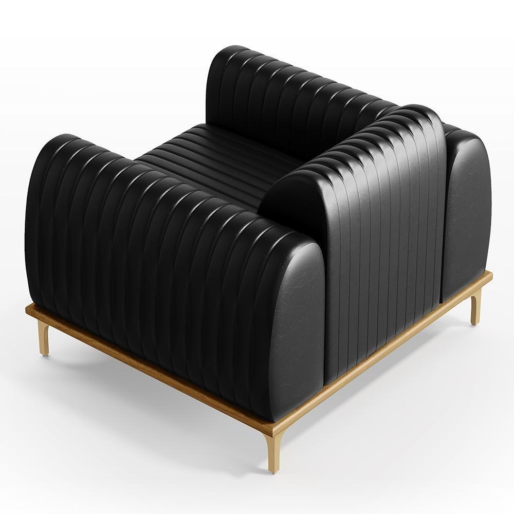 Kit Sofá 3 Lugares 210Cm Com 2 Poltronas Molino Preto B-159 - 2