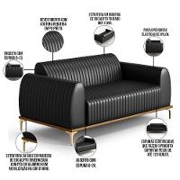 Kit Sofá 3 Lugares 180Cm Com Poltrona Molino Preto B-159 - 9
