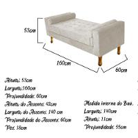 Recamier Baú Félix Queen Size 160cm Suede Bege Doce Sonho - 5