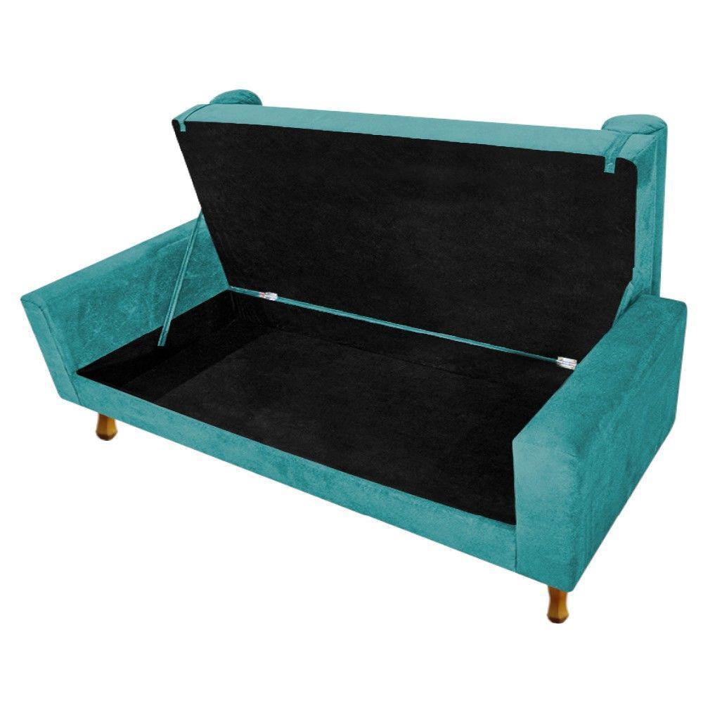 Recamier Baú Félix King Size 195cm Suede Turquesa Doce Sonho - 4