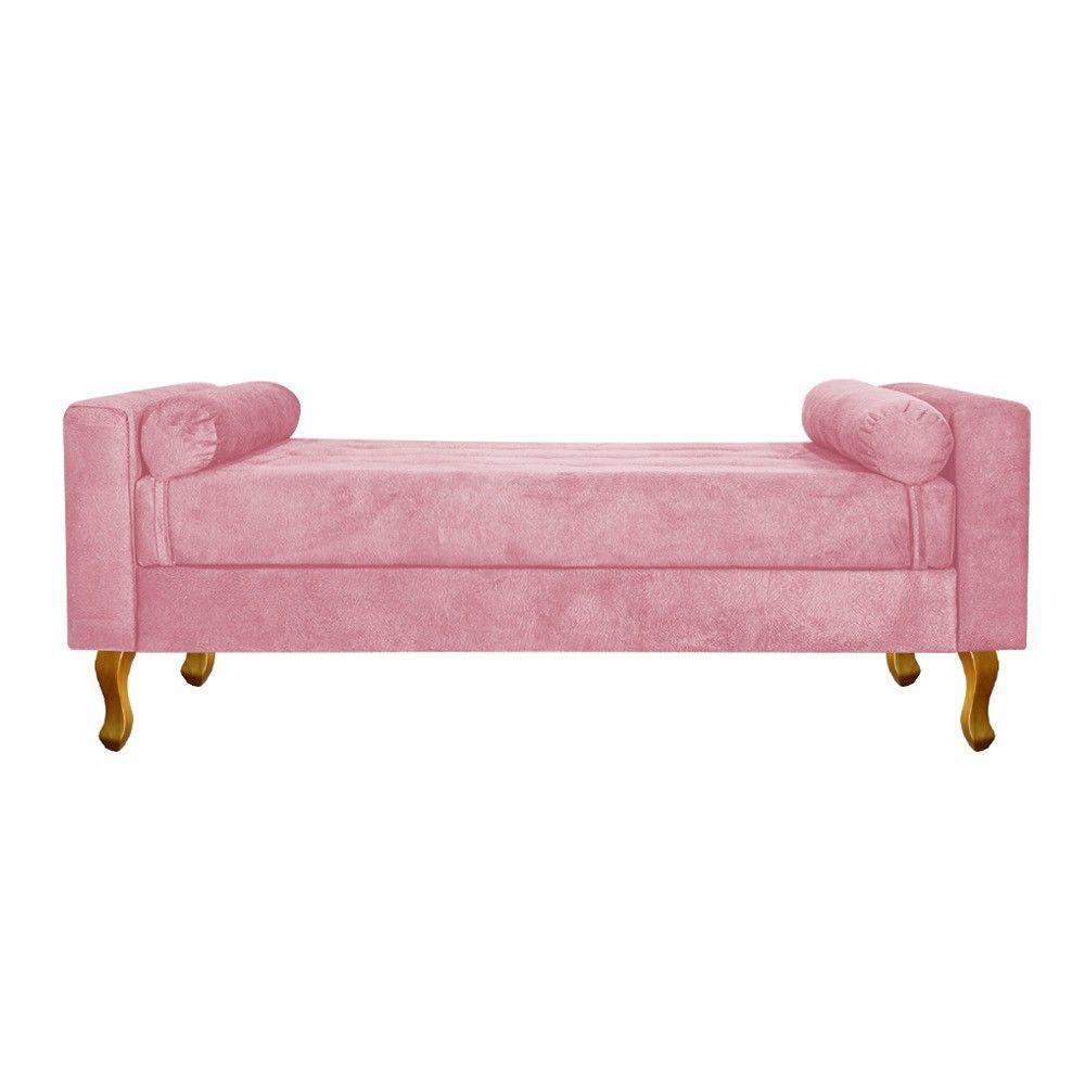 Recamier Félix Solteiro 120cm Suede Rosa Bebê - 1