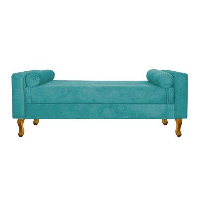 Recamier Félix Solteiro 90cm Suede Azul Turquesa