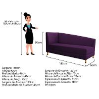 Recamier Valéria 140cm Lado Esquerdo Suede Roxo Doce Sonho - 3