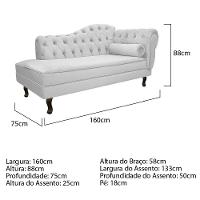 Recamier Diana 160cm Lado Esquerdo Suede Branco