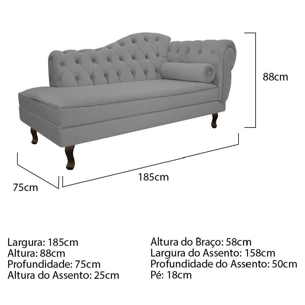 Recamier Diana 185cm Lado Esquerdo Suede Cinza - 4