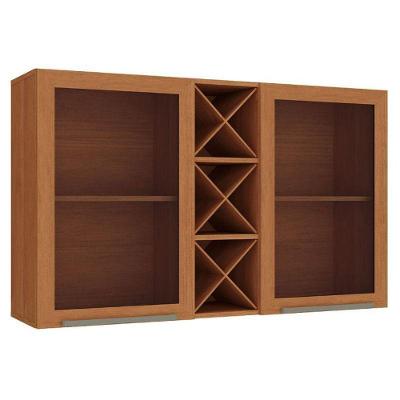 Armário Aéreo Favorita 120cm 2 Portas de Vidro Fumê Cinamomo Fosco Zanzini Móveis