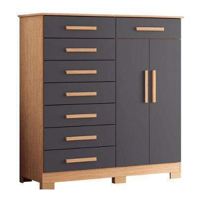 Cômoda Verona 8 Gavetas MDP Puxador MDF Freijo Titanium Albatroz Móveis