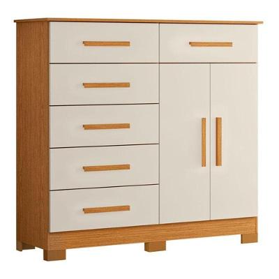 Cômoda Xangai 6 Gavetas 2 Portas Mdp Mdf Cinamomo Off White Albatroz Móveis
