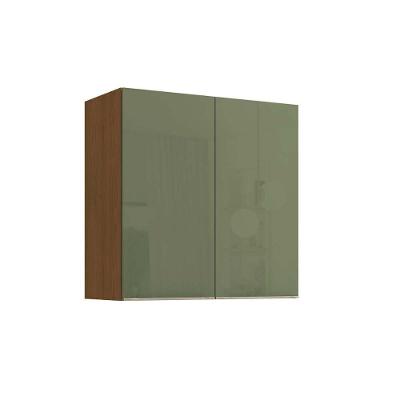 Armário Aéreo Vibra T644 80CM 2 Portas MDF-MDP de Bater Canela e Verde Kappesberg