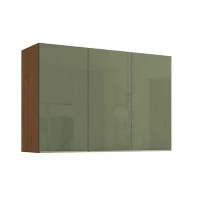 Armário Cozinha Vibra T648 120CM 3 Portas MDF-MDP Bater Canela e Verde Pistache Kappesberg