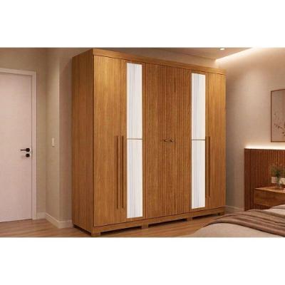 Guarda Roupa Casal 6Ptas c-Esp Pés Buriti 6 Portas 4 Gavetas MDF-MDP Cinamomo Santos Andirá