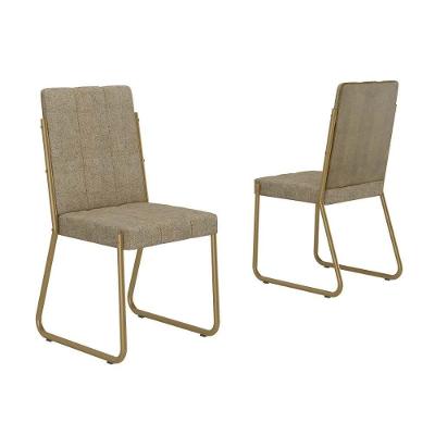 Cadeira de Jantar Nina 1756 2 un MDP-Aço Tecido Dourado Móveis Carraro