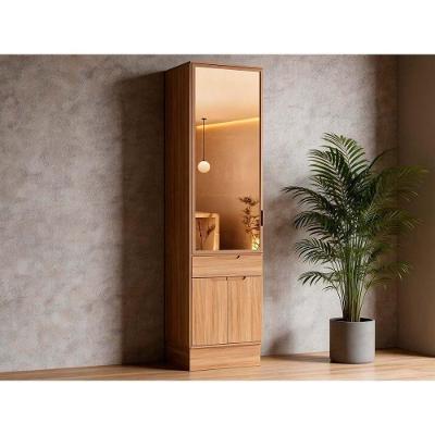 Paneleiro de Cozinha Alma 3 Portas 3 Prateleiras MDF 60CM Marrom com LED Móveis Carraro