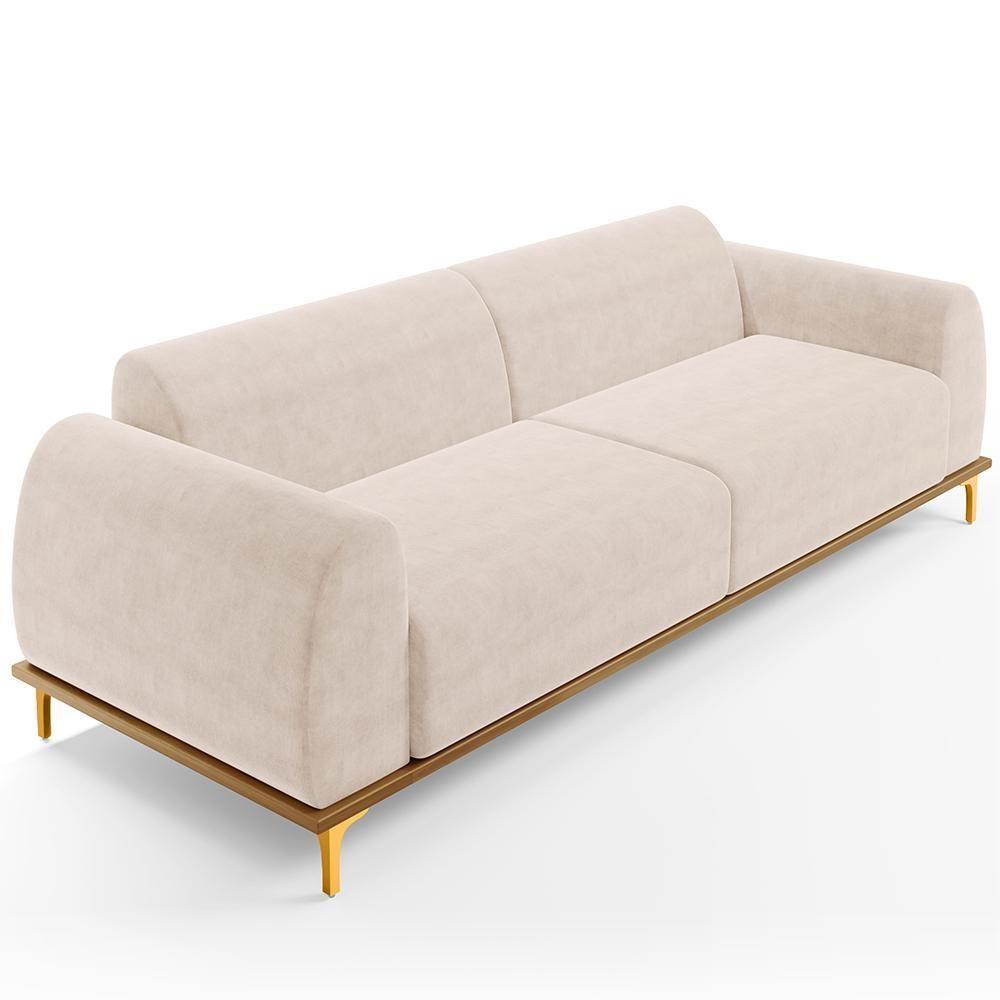 Sofá 04 Lugares Kiev 260 Cm Veludo Bege C-309 - 1
