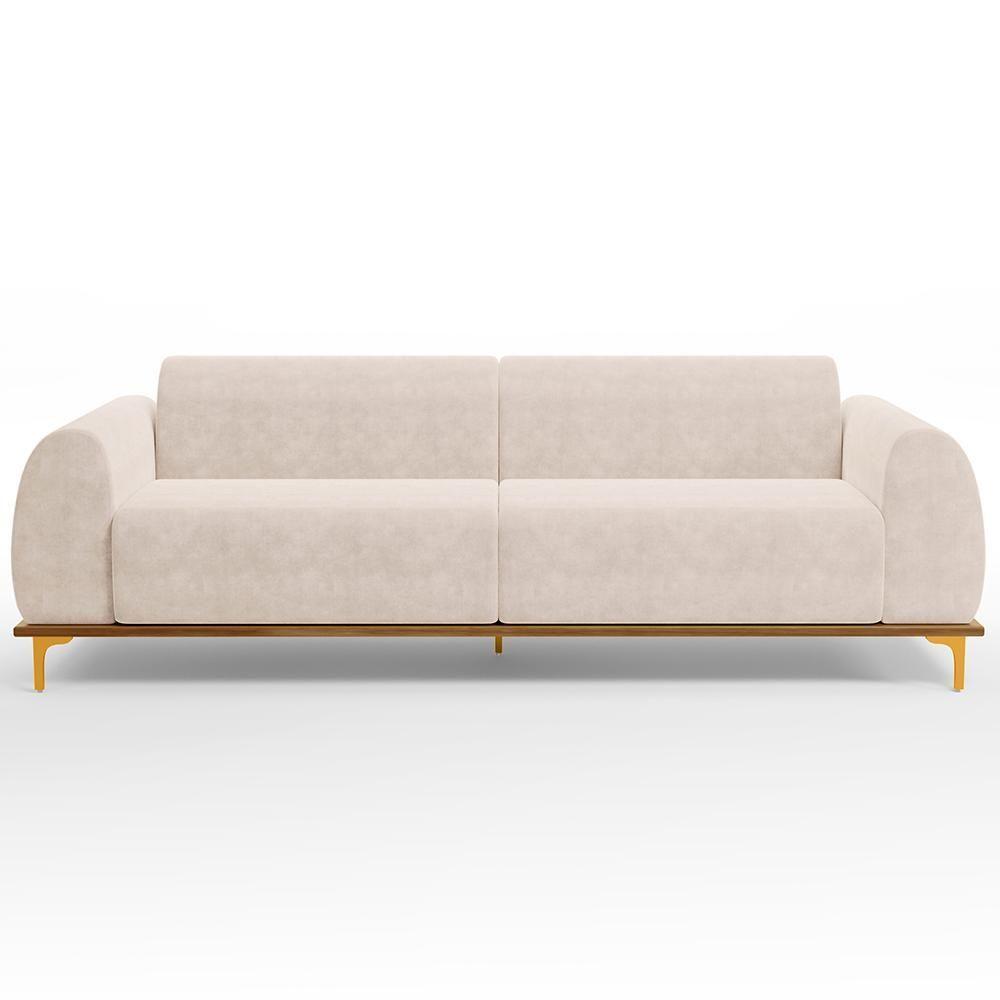 Sofá 04 Lugares Kiev 260 Cm Veludo Bege C-309 - 6