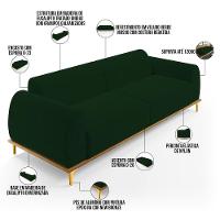 Sofá 04 Lugares Kiev 260 Cm Veludo Verde Musgo C-303 - 5