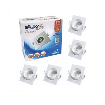 Kit 5 Spot Led Quadrado 5w De 6500k Galaxy