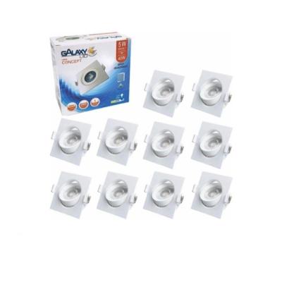 Kit Com 10 Spot De Led Quadrados 5w Galaxy De 6500k