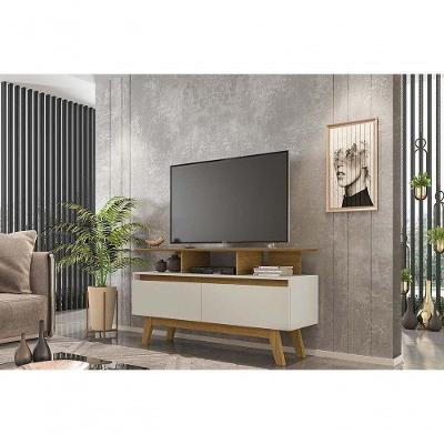 Rack Rubi 1.2 65" 120CM MDF com Pés Torneados Off White Bechara