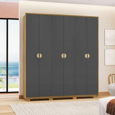 Guarda Roupa Casal Noronha 6 Portas Giratórias 4 Gavetas MDF Nature Alasca Vila Rica