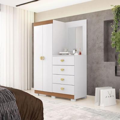 Cômoda Roupeiro Cristal 2 Portas 4 Gavetas MDP Branco Vila Rica